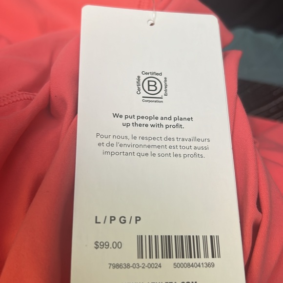 Athleta New Transcend 7/8 Leggings Coral Peach Pink Color SZ Large Petite - Picture 4 of 6